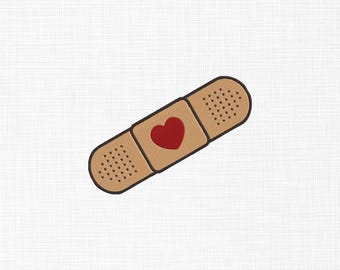 Bandage with Heart Embroidery Design, First Aid Machine Embroidery (Digital Download)