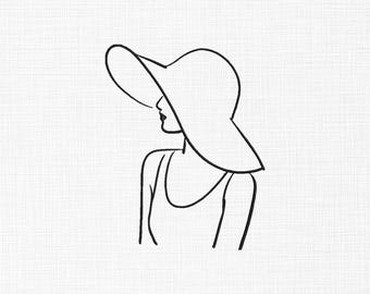 Women Line Art Embroidery Design, Modern Female Portrait (Digital Download)