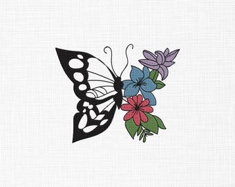 花と蝶の刺繍アート 花と蝶の刺繍デザイン：線画（すぐにダウンロード） - Etsy 日本