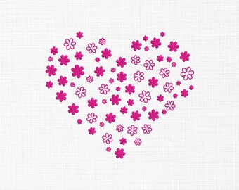 Floral Heart Machine Embroidery Design, Mini Flowers (Digital Download)