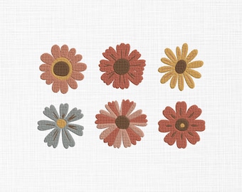 Mini Flowers Embroidery Design, Floral Bundle 5 Sizes (Download)