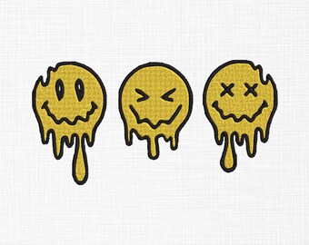 Melting Emoji Embroidery Design, Weird Faces (Digital Download)