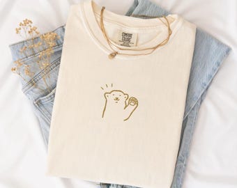 Embroidered Bear Tee | Comfort Colors Shirt, Animal Lover Gift