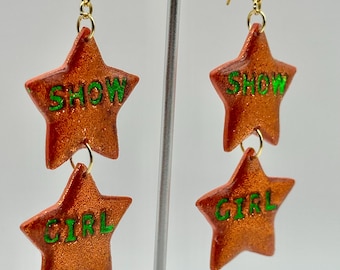 Showgirl Inspired Star Charm Earrings: Gold Plated or Stainless Steel Swiftie Jewelry