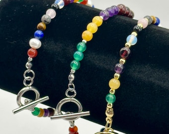 12 Eras Inspired Real Gemstone Bracelet: The Onyx and Opalite Bracelet, Swiftie Jewelry