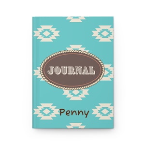 Turquoise Western Pattern Journal | Personalized School Supplies, Country Girl Journal, Western Journal, Country Christian Journal