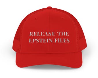 Release the Epstein Files Hat - Red MAGA Style Embroidered Trucker Snapback (Unisex)
