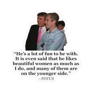 On the Younger Side - Trump Epstein Quote - Vinyl Sticker