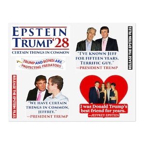 Uwolnij Akta Epsteina – Cytaty Trumpa i Epsteina oraz parodia – Arkusz naklejek winylowych (wycinane, naklejki z protestem politycznym)