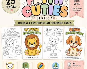 Kids Bible Verse Coloring Pages | Christian Bible Activity Book I Animals Coloring | Cute Faith-Based Printable PDF.