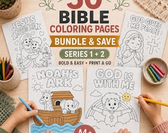 Bible Coloring Pages for Kids | Christian Coloring Pages Bundle | Sunday School Activity | VBS Printable | Homeschool | A4 & US Letter PDF