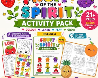 Fruit of the Spirit Bible Activity Pack | Christian Coloring Pages & Bible Activities | Sunday School Printable | Homeschool PDF