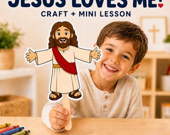 Jesus Loves Me Craft for Kids, Sunday School Bible Craft, Christian Jesus Activity, Printable Church Lesson, Bible Craft & Mini Lesson
