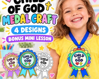 Child of God Medal Craft for Kids: Printable Sunday School Activity & Preschool Bible Lesson