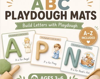 Bible ABC Playdough Mats for Kids: Christian Alphabet Preschool Activity