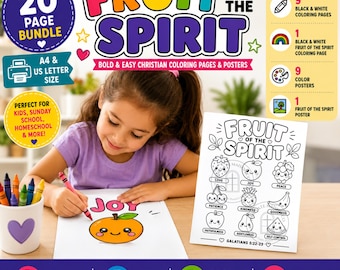 Fruit of the Spirit Coloring Pages for Kids | Christian Bible Activity Sheets | Sunday School Printable PDF