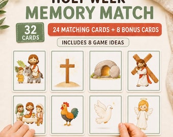 Holy Week Memory Match Cards | Easter Bible Activity, Sunday School (Digital Download)