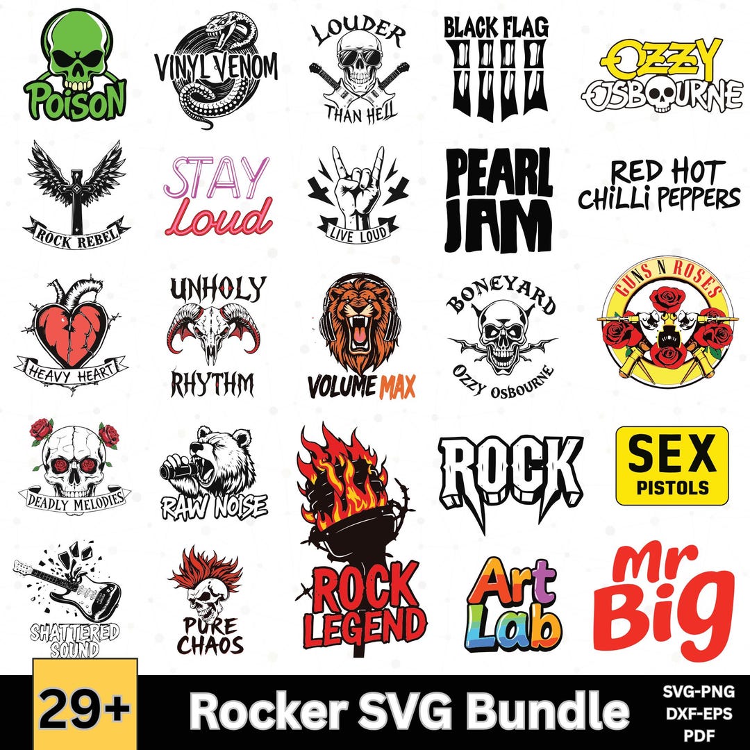 Rock Band Bundle SVG, Rocker Svg, Rock Band Bundle Designs, Svg Files ...