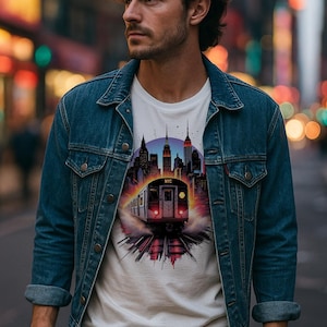 80s Vaporwave NYC Subway T-Shirt: Retro Neon New York City Tee