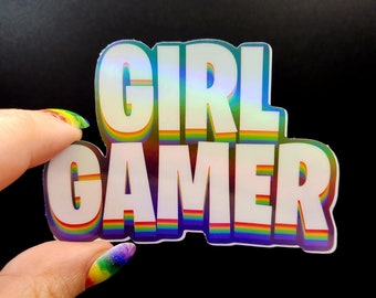 Girl gamer sticker for water bottle, laptop, skateboard