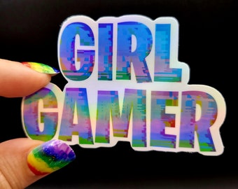 Girl gamer sticker for water bottle, laptop, skateboard