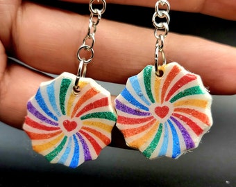 Rainbow love earrings