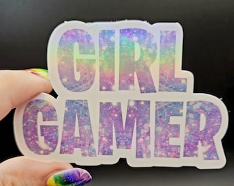 Girl gamer sticker for water bottle, laptop, skateboard