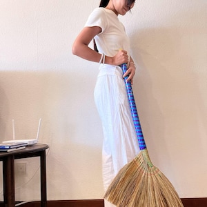 Authentic Handmade Asian Broom – 40&quot; Length, Colors May Vary