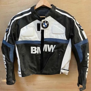 BMW Vintage Leather Jacket, Premium Genuine Cowhide Motorcycle Racing Gear, Handmade Custom Biker Jacket Gift for Riders and Collectors