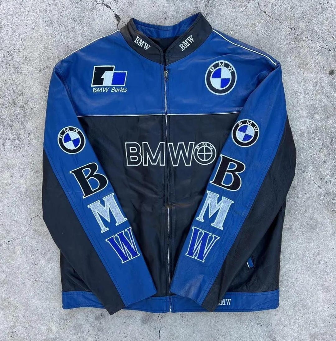Vintage BMW Motorrad Leather Motorcycle Jacket: Genuine Cowhide Riding ...