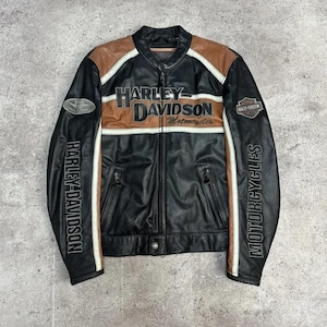Men&#39;s Vintage Harley Davidson Leather Motorcycle Jacket: Handmade Cowhide