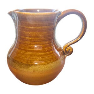 Vintage Hand-Thrown Pottery Pitcher: Signed Studio Ceramic Jug, MCM Art Pottery