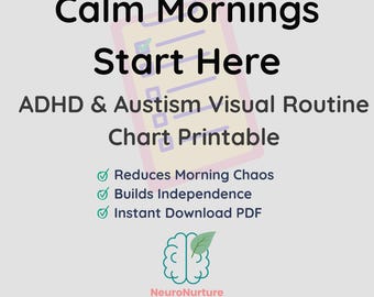ADHD Morning Routine Chart Printable | Autism Visual Schedule for Kids | Daily Routine Checklist PDF | Instant Download