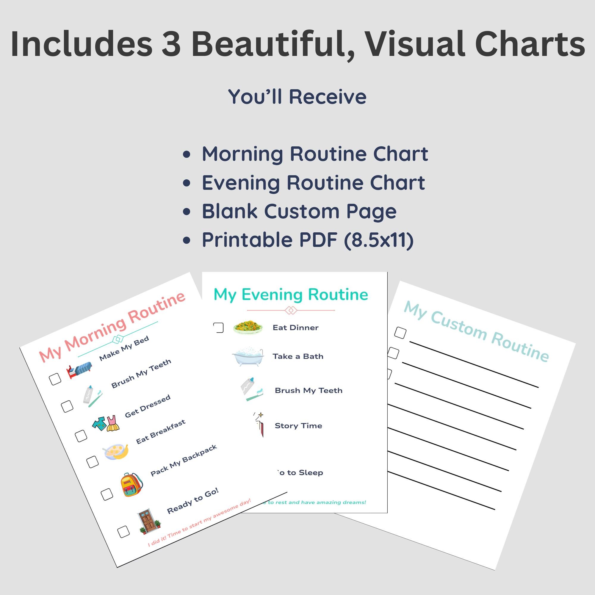 ADHD Morning Routine Chart Printable | Autism Visual Schedule for Kids ...