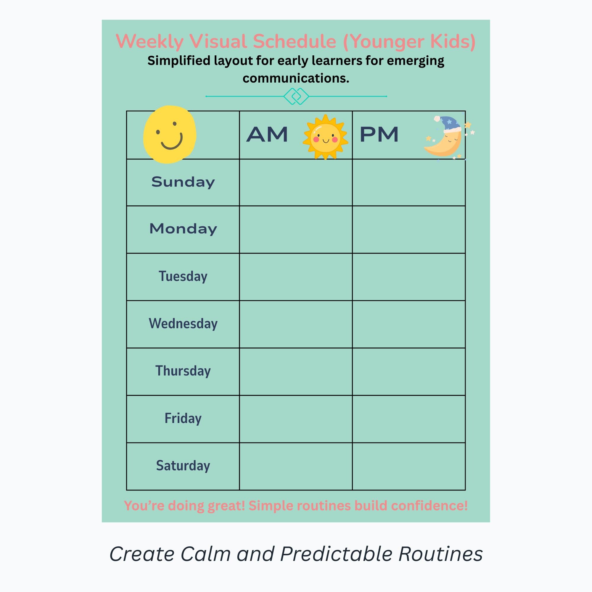 ADHD Weekly Visual Schedule Printable | Autism Routine Chart for Kids ...