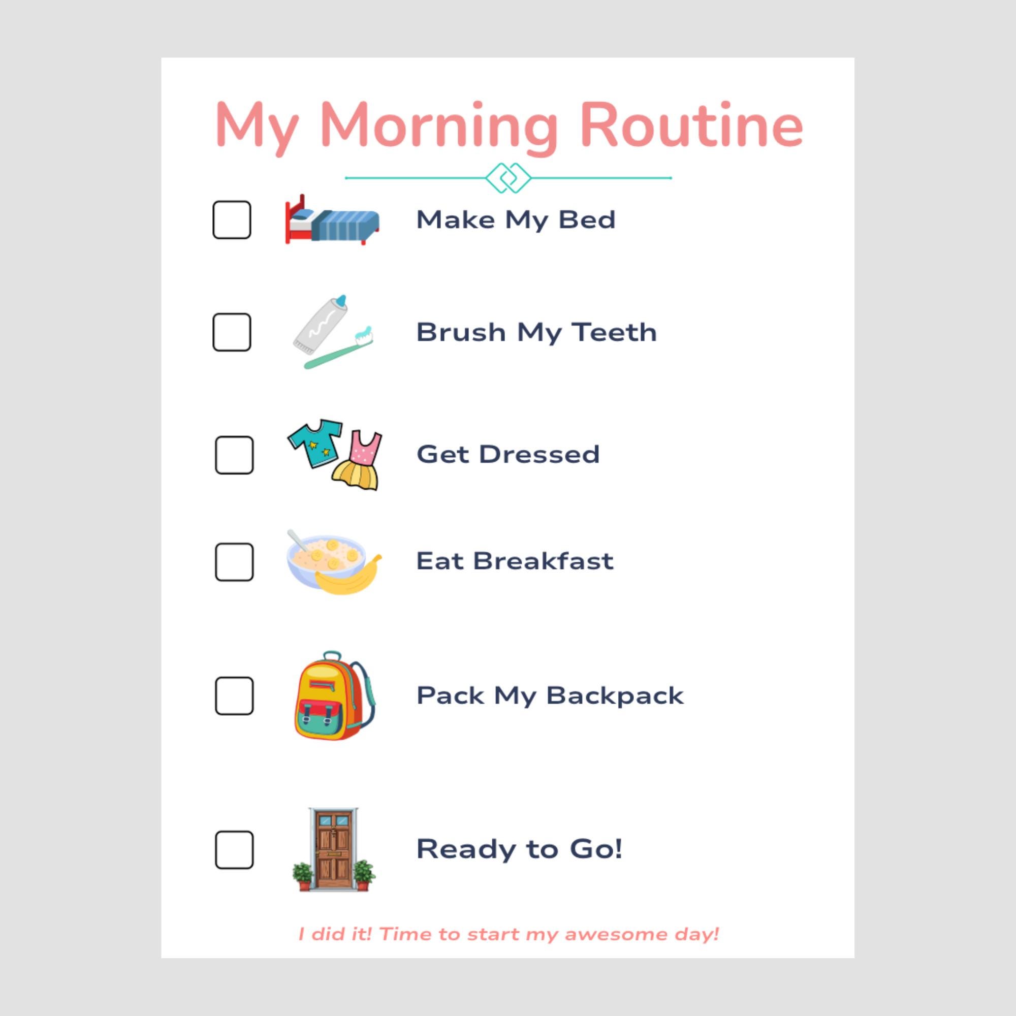ADHD Morning Routine Chart Printable | Autism Visual Schedule for Kids ...