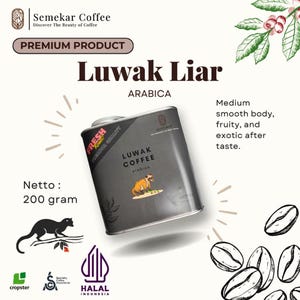 Wild Luwak Arabica Coffee – Premium Gift Can – Roasted Beans from Aceh – Smooth Exotic Taste