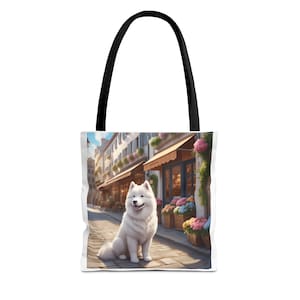 Samoyed Tote Bag, Elegant Dog Lover Gift, Reusable Canvas Tote for Shopping, Custom Samoyed Art Bag for Pet Lovers