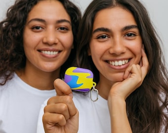 Colorful Abstract AirPods Case with Keyring – Artistic Swirl Design for AirPods Pro & Gen