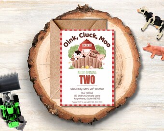 Farm Birthday Invitation: Barnyard Animals Party, Editable Canva Template