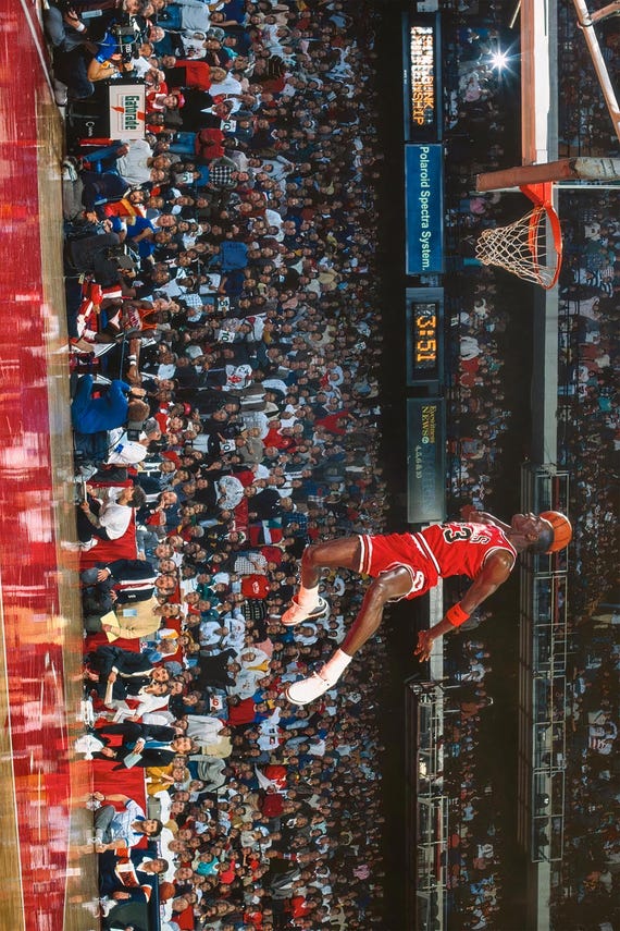 mj free throw dunk
