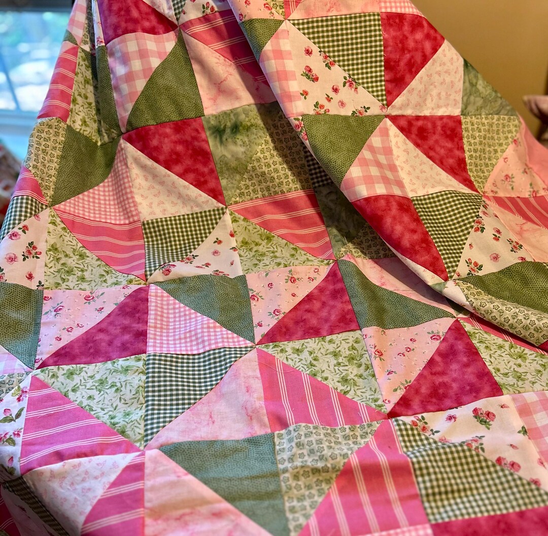 Handmade Pink Pinwheels Twin Quilt - Etsy