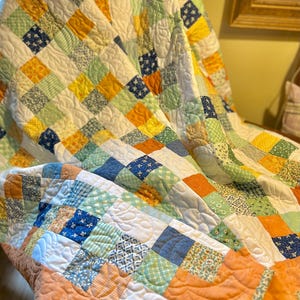 Made To Order Colorful Patchwork Quilt  / 3 Sizes