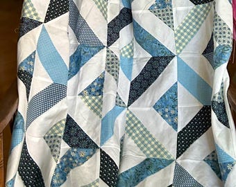 Handmade Blue Shades Lap Quilt