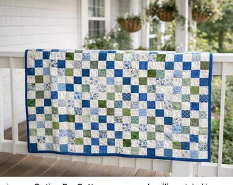 Blue Green Patchwork Quilt - Made to Order / 4 sizes