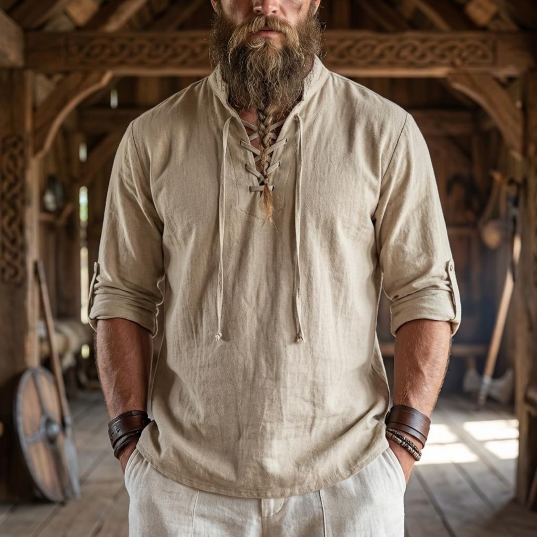 Viking Tunic for Men Linen Cotton Shirt, Medieval Norse Costume Top ...
