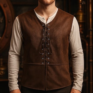 Gilet viking fait main - Tunique sans manches Renaissance médiévale, gilet de guerrier nordique pour GN, reconstitution et cosplay