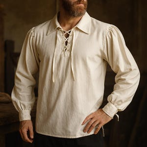 Handmade Viking Linen Tunic – Medieval LARP Shirt, Renaissance Fair Costume, Traditional Norse Style for Reenactment & Cosplay