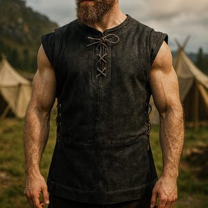 Handmade Viking Tunic for Men – Medieval Norse Warrior Costume, Renaissance Fair LARP Outfit, Celtic Viking Top for Reenactment & Cosplay