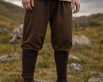 Handmade Viking Pants – Medieval LARP Trousers for Men, Renaissance Fantasy Reenactment Costume, Norse Middle Ages Style
